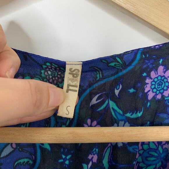 Spell Kiss The Sky Gown XS Bluejay Vintage Duster Lightweight Sheer Boho - Picture 12 of 15